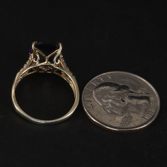 14 carat Designer MICHELLE ALBALA Amethyst Sterling Silver Gold Ring Pl Size 8 - Picture 5 of 7